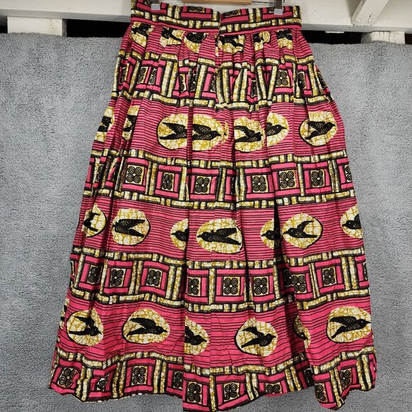 Li Li's Creations African Bird Print Midi Skirt Women's Large Cotton Multicolor - Picture 6 of 11